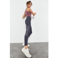 Tommy Life 94544 Antrasit Kadın Yüksek Bel Yazı Baskılı Slim Fit Dar Paça Tayt