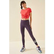 Tommy Life 94544 Mor Yüksek Bel Yazı Baskılı Slim Fit Dar Paça Kadın Tayt
