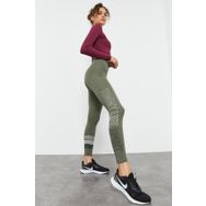 Tommy Life 94544 Yüksek Bel Yazı Baskılı Slim Fit Dar Çağla Yeşili Kadın Paça Tayt