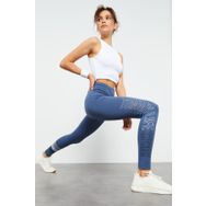Tommy Life 94544 Yüksek Bel Yazı Baskılı Slim Fit Petrol Kadın Dar Paça Tayt