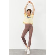 Tommy Life 94545 Gül Kurusu Yüksek Bel Streç Slim Fit Dar Paça Kadın Tayt