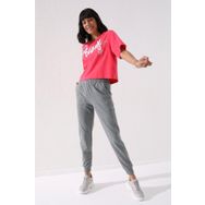 Tommy Life 94561 Gri Melanj Yüksek Bel Jogger Rahat Form Manşetli Kadın Eşofman Altı