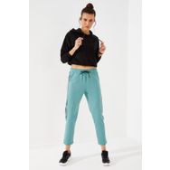 Tommy Life 94572 Mint Yeşili Yanları Leopar Desenli Rahat Form Dar Paça Kadın Eşofman Altı