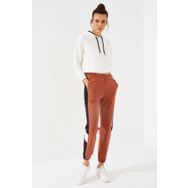 Tommy Life 94579 Noktalı Şerit Detaylı Jogger Rahat Form Lastik Paça Tarçın Kadın Eşofman Altı