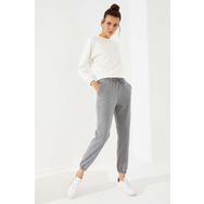 Tommy Life 94580 Gri Melanj Büzgü Cepli Rahat Form Lastik Paça Kadın Eşofman Altı