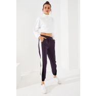Tommy Life 94582 Mor İki Renk Şeritli Rahat Form Lastik Paça Kadın Eşofman Altı