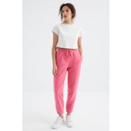 Tommy Life 94622 Şeker Pembe Cepli Bağcıklı Jogger Rahat Form Polar Kadın Eşofman Altı