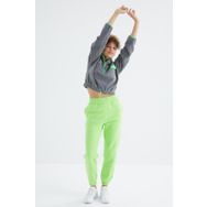 Tommy Life 94624 Fıstık Yeşil Yüksek Bel Rahat Form Basic Jogger Kadın Eşofman Alt