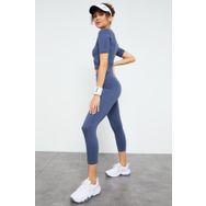 Tommy Life 95285 Petrol Yüksek Bel Slim Fit Kadın Tayt Takımı