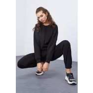 Tommy Life 95287 Siyah O Yaka Oversize Lastik Paça Kadın Eşofman Takımı