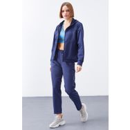 Tommy Life 95306 Kapüşonlu Gizli Cep Detaylı Standart Kalıp İndigo Kadın Eşofman Takımı