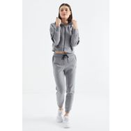 Tommy Life 95326 Gri Melanj Fermuarlı Kadın Eşofman Takım