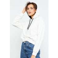 Tommy Life 97115 Ekru Klasik Kapüşonlu Kadın Sweatshirt