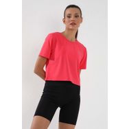 Tommy Life 97143 Basic Kısa Kol Standart Kalıp O Yaka Fuşya Kadın Crop Top