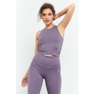 Tommy Life 97148 Sıfır Kol Dar Kalıp O Yaka Eflatun Kadın Crop Top