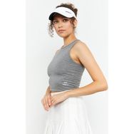 Tommy Life 97148 Sıfır Kol Dar Kalıp O Yaka Gri Melanj Kadın Crop Top