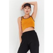 Tommy Life 97160 Basic Sıfır Kol Dar Kalıp U Yaka Hardal Kadın Crop Top