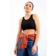 Tommy Life 97160 Basic Sıfır Kol Dar Kalıp U Yaka Lacivert Kadın Crop Top