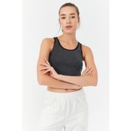 Tommy Life 97162 Antrasıt Melanj Kadın Basic Sıfır Kol Dar Kalıp U Yaka Crop Top Atlet
