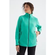 Tommy Life 97173 Deniz Yeşili Dik Yaka Fermuarlı Rahat Form Kadın Polar Sweatshirt