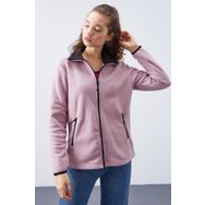 Tommy Life 97173 Gül Kurusu Dik Yaka Fermuarlı Rahat Form Polar Kadın Sweatshirt