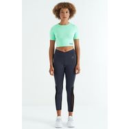 Tommy Life 97265 Su Yeşili Sırt Dekolteli Standart Kalıp O Yaka Kadın Crop T-Shirt