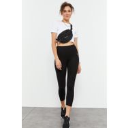 Tommy Life T10BY-93097_01 Siyah Kadın Yüksek Bel Slim Fit Dar Paça Kapri Tayt