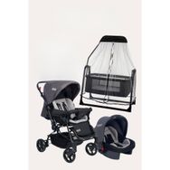 Tommybaby Luna 4 Adet Beşik Antrasit Bebek Arabası Puset Yağmurluğu