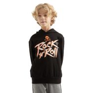 Tommylife 11002 Siyah Yazı Baskılı Kanguru Cepli Kapüşonlu Standart Kalıp Erkek Çocuk Sweatshirt