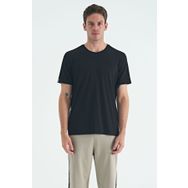Tommylife 87911 Siyah Erkek Basic Kısa Kol Standart Kalıp O Yaka T-Shirt