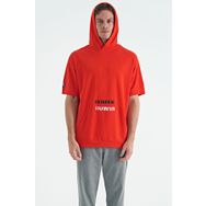 Tommylife 88195 Fiesta Kanguru Cepli Yazı Nakışlı Kapüşonlu Erkek T-Shirt