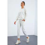 Tommylife 95287 Ekru O Yaka Oversize Jogger Kadın Eşofman Takımı