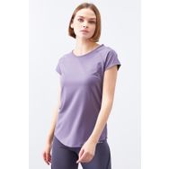 Tommylife 97101 Sırt Pencereli Kısa Kol Standart Kalıp O Yaka Eflatun Kadın T-shirt