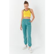 Tommylife 97162 Sarı Basic Sıfır Kol Dar Kalıp U Yaka Kadın Crop Top Atlet