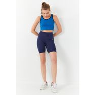 Tommylife 97162 Turkuaz Kadın Basic Sıfır Kol Dar Kalıp U Yaka Crop Top Bluz