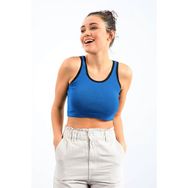 Tommylife 97162 Yeşil Basic Sıfır Kol Dar Kalıp U Yaka Kadın Crop Top Atlet