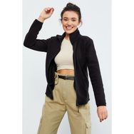 Tommylife 97173 Siyah Dik Yaka Fermuarlı Rahat Form Kadın Polar Sweatshirt