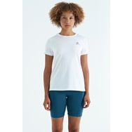 Tommylife 97267 Sırt Yırtmaç Detaylı O Yaka Kısa Kollu Standart Kalıp Beyaz Kadın T-Shirt