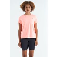Tommylife 97267 Yavruağzı Sırt Yırtmaç Detaylı O Yaka Kısa Kollu Standart Kalıp Bayan T-Shirt