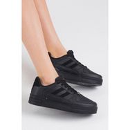Tonny Black Siyah Yanı Çizgili Bağcıklı Rahat Kalıp Unisex Siyah Sneaker