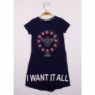 Toontoy I Want It All Baskılı Lacivert Kız Çocuk Elbise