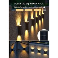 Toptan Bulurum 4 Ledli Solar Çift Taraflı Duvar Lambası Güneş Enerjili Aydınlatma Dekorasyon Işık Aplik