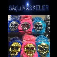 Toptanbulurum Saçlı İskelet Yüzlü Maskeler
