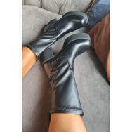 Topukla 022 20695 Siyah Deri Kadın Bot