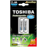 Toshiba 2000 mah 2'li AA Kalem Pil +Usb Şarj Cihazı
