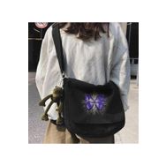 Touz Moda Butterfly Baskılı Siyah Unisex Postacı Çantası