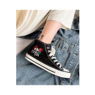 Touz Moda Demon Slayer Tanjiro Sword Baskılı Siyah Unisex Kanvas Ayakkabı