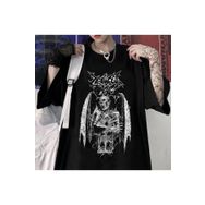 Touz Moda Gothic Devil Unisex Siyah Oversize T-Shirt