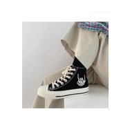 Touz Moda Skeleton Hand Baskılı Siyah Unisex Kanvas Ayakkabı