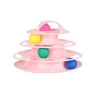 Tower Of Tracks Pembe 24x13 cm 4 Katlı Tüylü Yuvarlak Kedi Oyuncağı